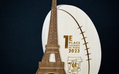 Trophée en bois Rugby